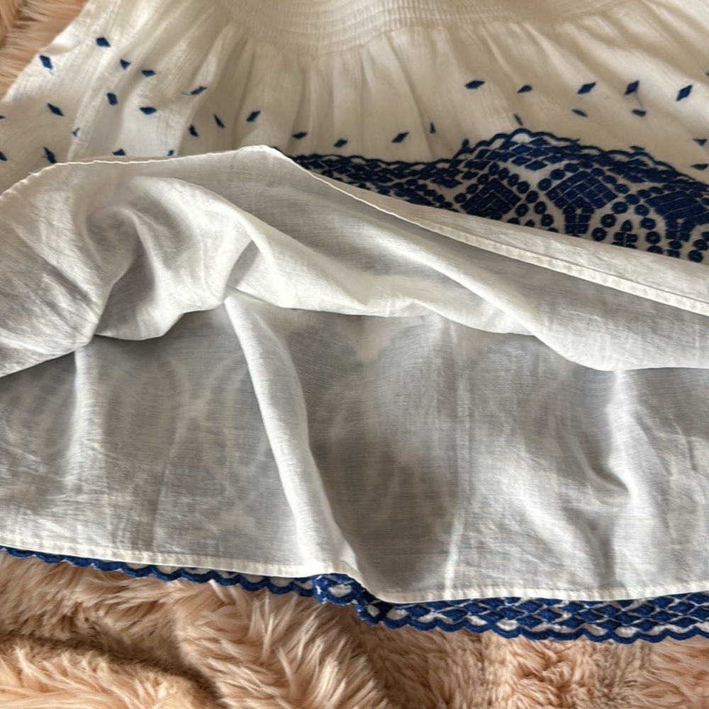 Jcrew elastic waist white with blue embroidery gauze skirt. Brand new with tags. - Picture 7 of 8